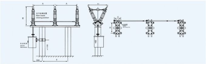 Série extérieure de l'isolant XK GW5 de commutateur de débranchement du disjoncteur 33kv déconnectant le commutateur
